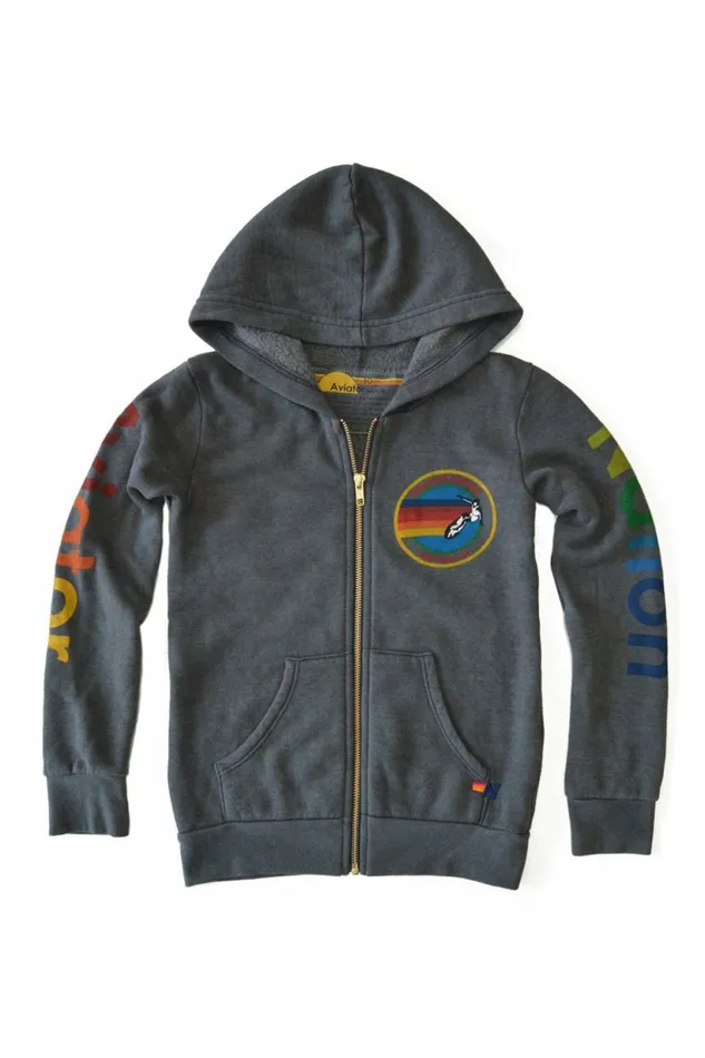Kids KID039S AVIATOR NATION LA JOLLA ZIP HOODIE 8211 VINTAGE CHARCOAL Aviator Nation