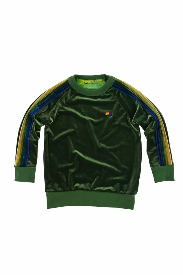 Kids KID039S CLASSIC VELVET CREW SWEATSHIRT 8211 OLIVE GREEN Aviator Nation