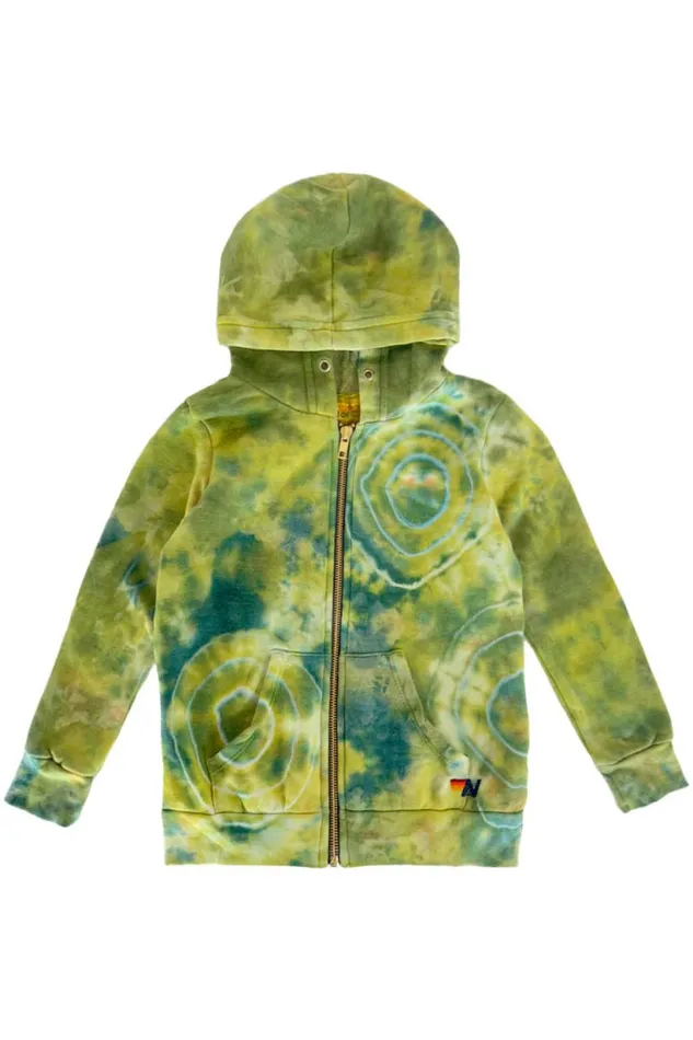 Kids KID039S HAND DYED ZIP HOODIE 8211 TIE DYE GREEN YELLOW Aviator Nation
