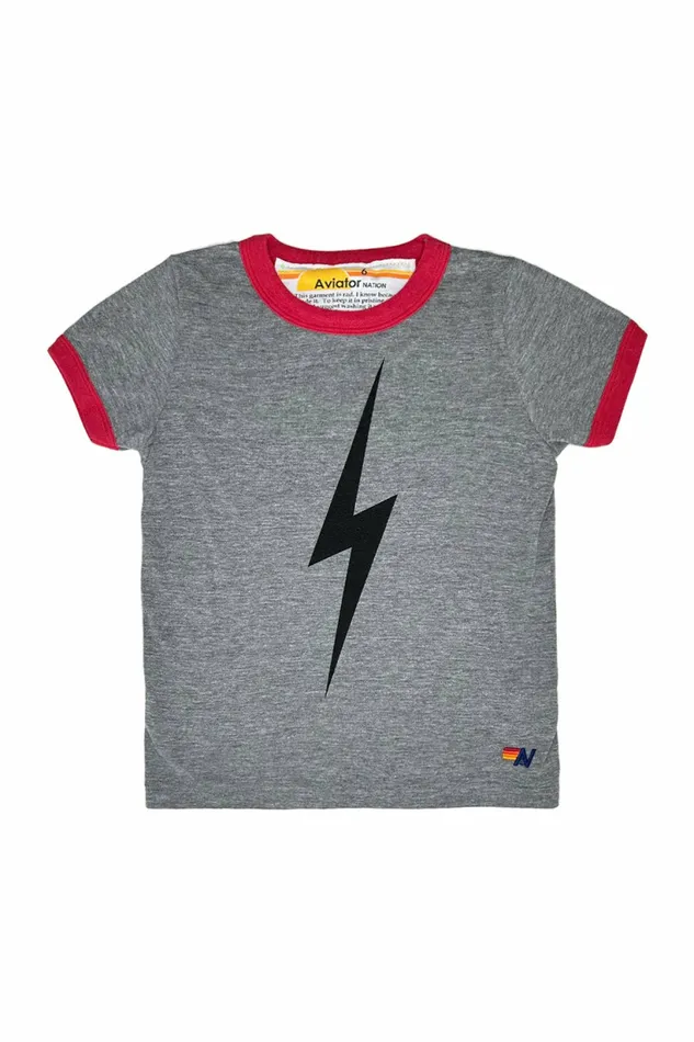 Kids KID039S RINGER BOLT TEE 8211 HEATHER GREY RED Aviator Nation