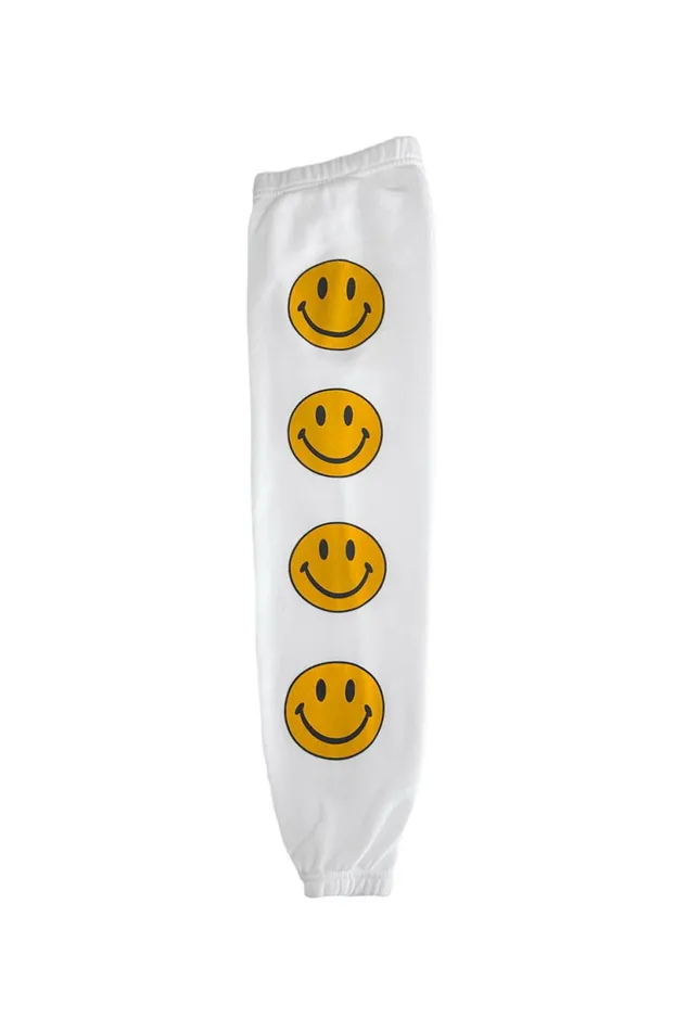 Kids KID039S SMILEY 2 SWEATPANTS 8211 WHITE Aviator Nation