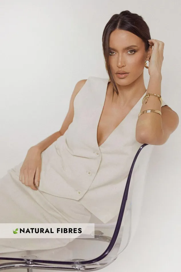 Kiraye Top 8211 Linen Look Button Through Vest In Natural Women Showpo Curve Clothes