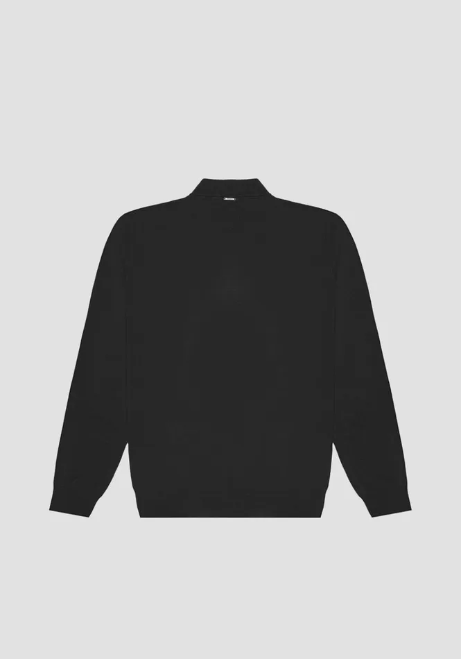 Knitwear Men Antony Morato Regular Fit Black MidNeck Sweater In Elastic Viscose Black