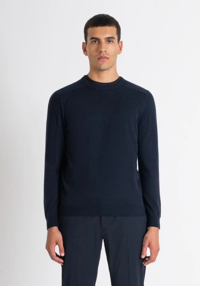 Knitwear Men Antony Morato Regular Fit Merino Wool Sweater Blue Ink