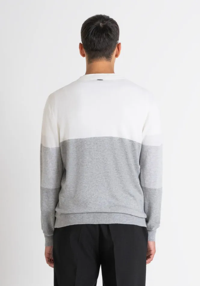 Knitwear Men Antony Morato Regular Fit Sweater In Merino Wool Blend With Abstract Pattern Cream