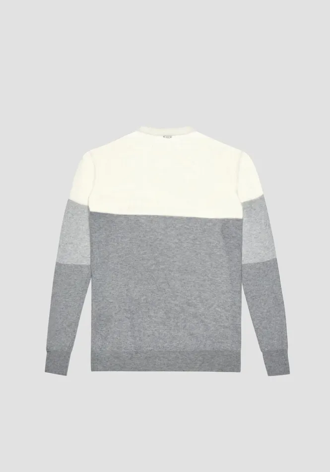 Knitwear Men Antony Morato Regular Fit Sweater In Merino Wool Blend With Abstract Pattern Cream