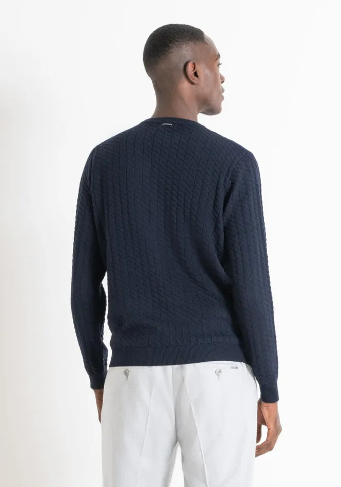 Knitwear Men Antony Morato Regular Fit Woven Sweater In Blue Wool Blend Blue Ink