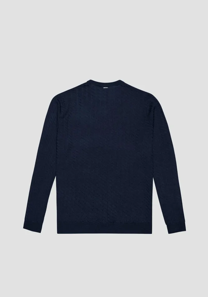 Knitwear Men Antony Morato Regular Fit Woven Sweater In Blue Wool Blend Blue Ink