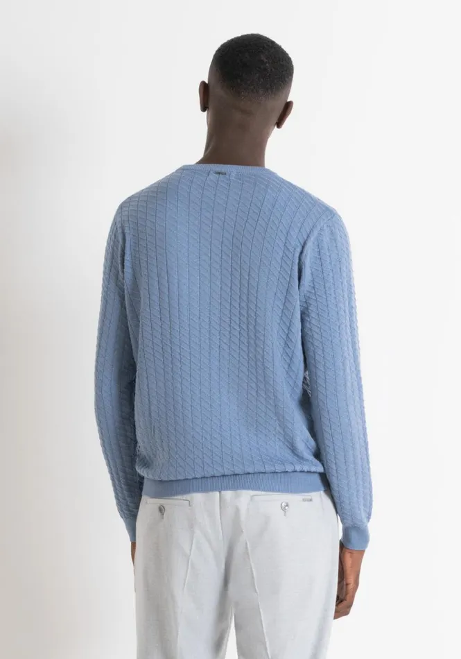 Knitwear Men Antony Morato Regular Fit Woven Sweater In Light Blue Wool Blend Powder
