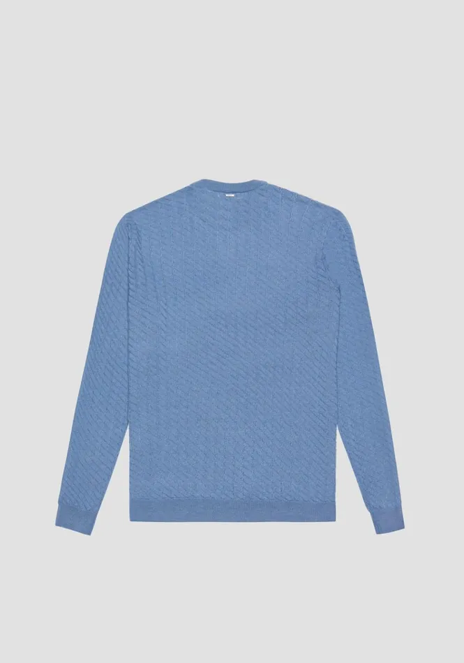 Knitwear Men Antony Morato Regular Fit Woven Sweater In Light Blue Wool Blend Powder