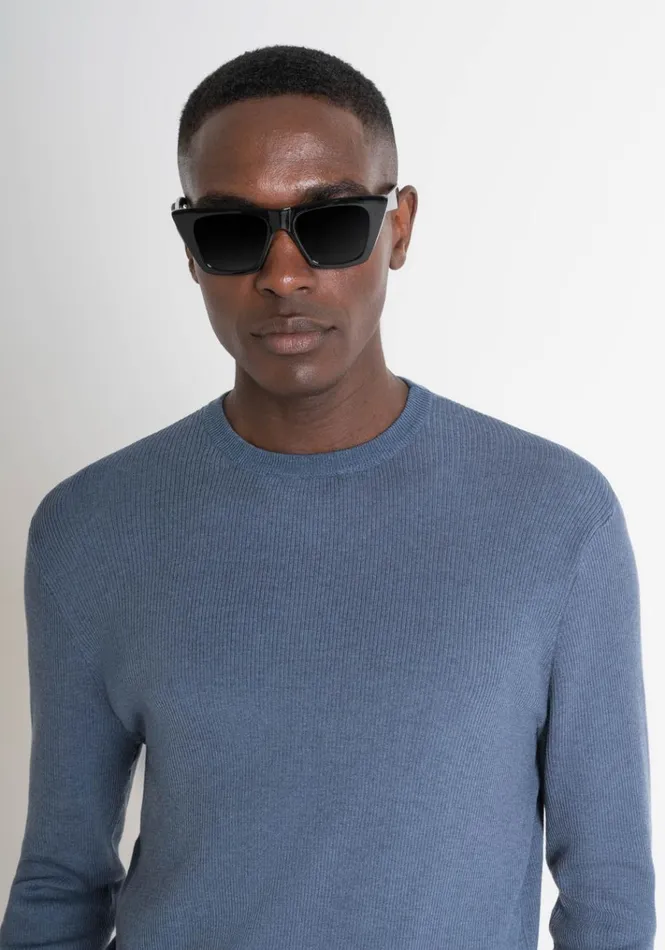 Knitwear Men Antony Morato Slim Fit CrewNeck Sweater In Wool Blend Worker Avio
