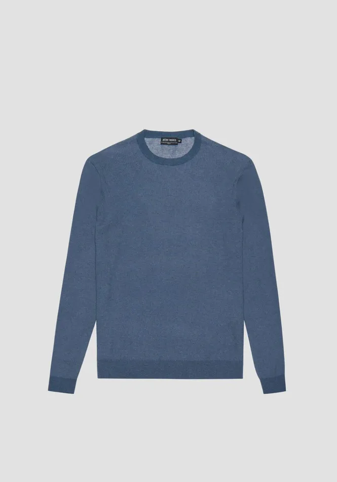 Knitwear Men Antony Morato Slim Fit CrewNeck Sweater In Wool Blend Worker Avio