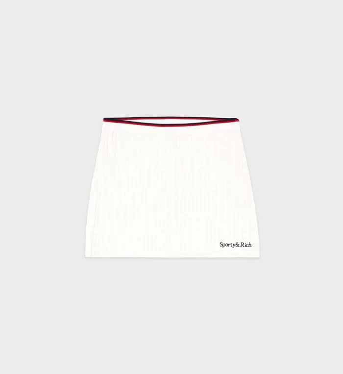 Knitwear Women Sporty and Rich Serif Logo Mini Cable Skirt 8211 Off WhiteNavyRed