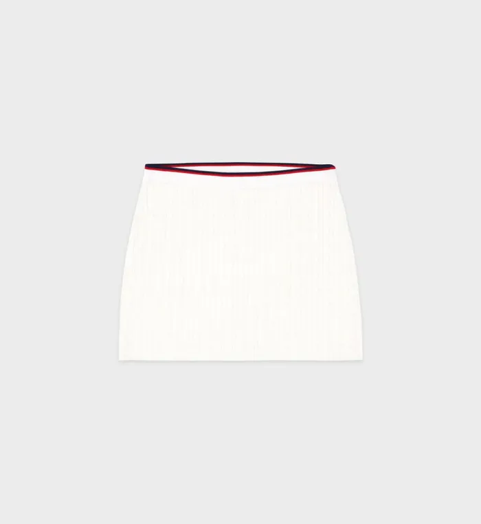 Knitwear Women Sporty and Rich Serif Logo Mini Cable Skirt 8211 Off WhiteNavyRed