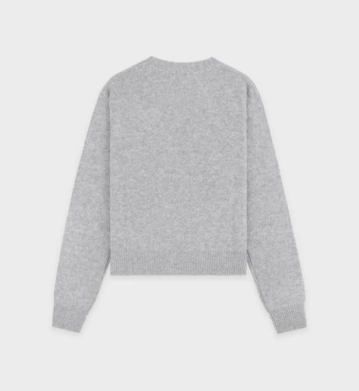 Knitwear Women Sporty and Rich Vendome Script Cashmere Crewneck 8211 Heather GrayWhite