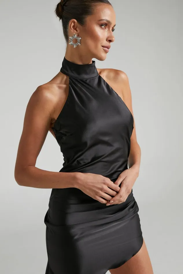 Kristelle Mini Dress 8211 Low Back Halter Dress In Black Women Showpo Curve Clothes