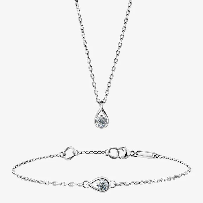 LabGrown Diamond Bracelets Women Pandora Online Infinite Sterling Silver 015 Carat Sparkling Teardrop Chain Bracelet And Necklace Set LabGrown Diamond Bracelets Women Pandora Online Infinite Sterling Silver 015 Carat Sparkling Teardrop Chain Bracelet And Necklace Set