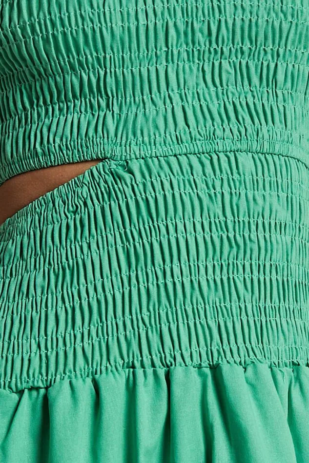 Larose Midi Dress 8211 One Shoulder Tie Side Cut Out Dress Fit And Flare Dress In Green Women Showpo Dresses