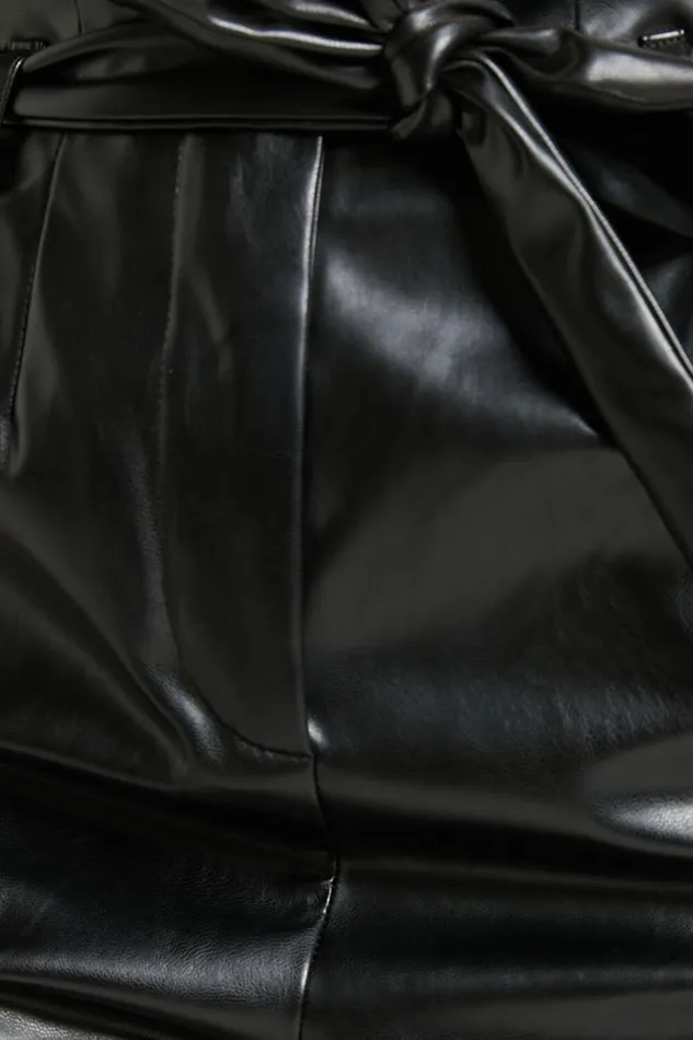 Layton Pants 8211 Paper Bag Waist Faux Leather Pants In Black Women Showpo Pants