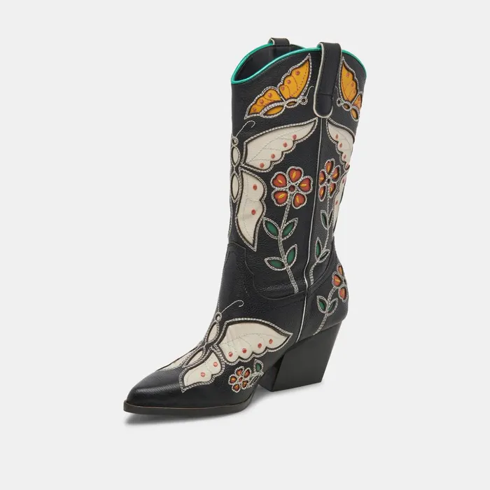 Lelou Boots Black Multi Leather Women Dolce Vita Boots and Booties