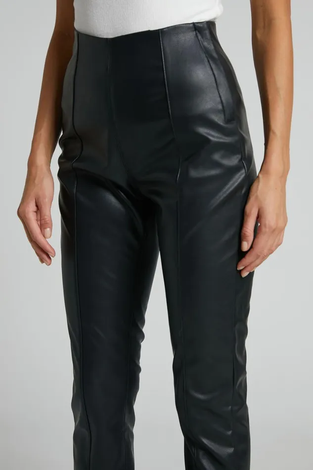 Lenette 8211 High Waisted Faux Leather Split Hem Leggings In Black Women Showpo Curve Clothes
