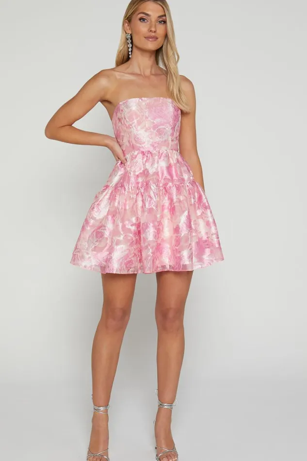 Lettie Mini Dress 8211 Strapless Tiered Hem Dress In Pink Women Showpo Curve Clothes