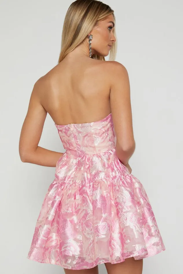 Lettie Mini Dress 8211 Strapless Tiered Hem Dress In Pink Women Showpo Curve Clothes