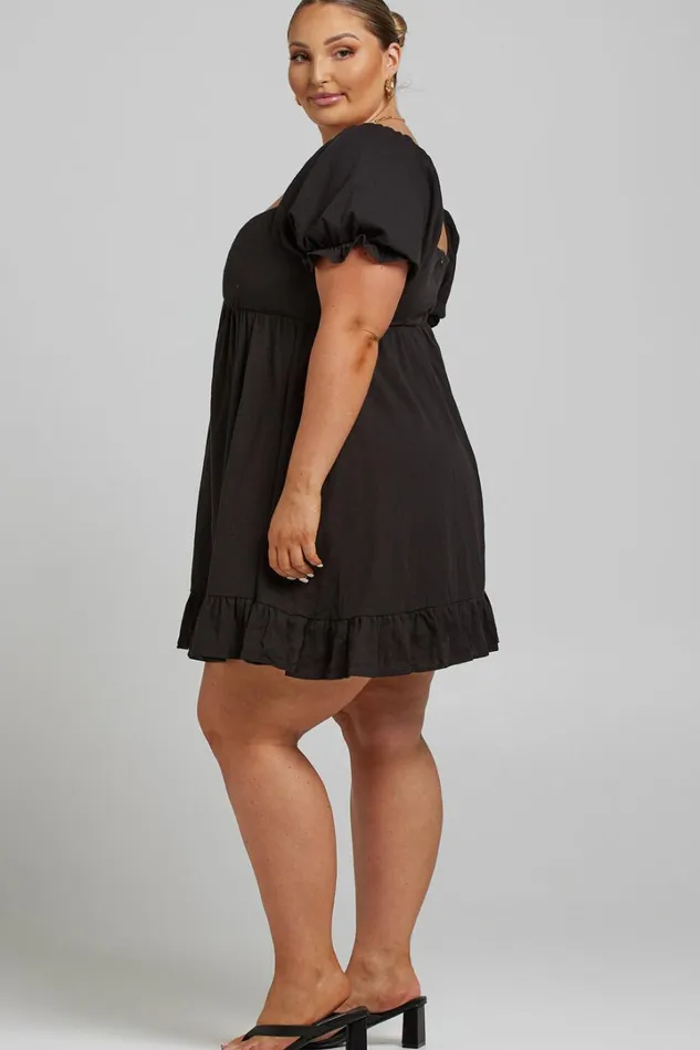 Levana Mini Dress 8211 Empire Waist Puff Sleeve Dress In Black Women Showpo Dresses