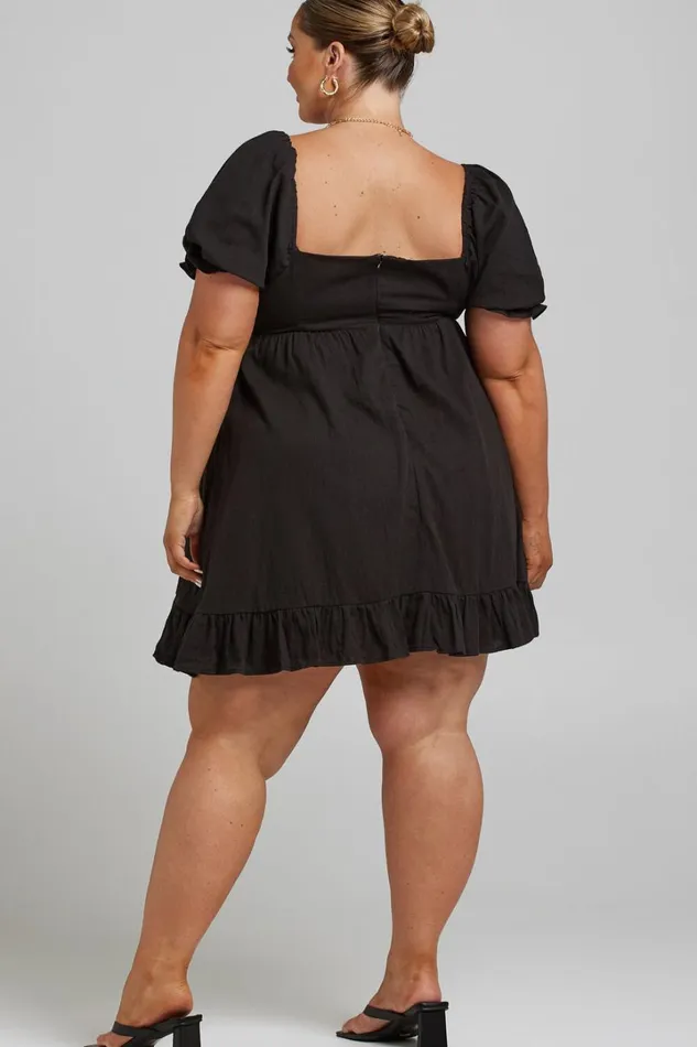 Levana Mini Dress 8211 Empire Waist Puff Sleeve Dress In Black Women Showpo Dresses