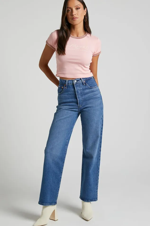 Levi039s 8211 GRAPHIC RINGER MINI TEE In Country Club Script Quartz Women Showpo Tops