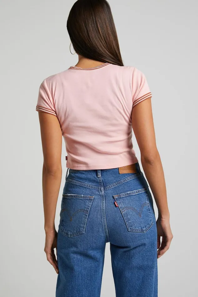 Levi039s 8211 GRAPHIC RINGER MINI TEE In Country Club Script Quartz Women Showpo Tops