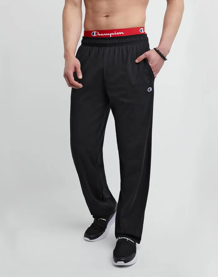 Lightweight Lounge Pants OpenHem C Logo 325034 Black Men Champion Pants and Joggers