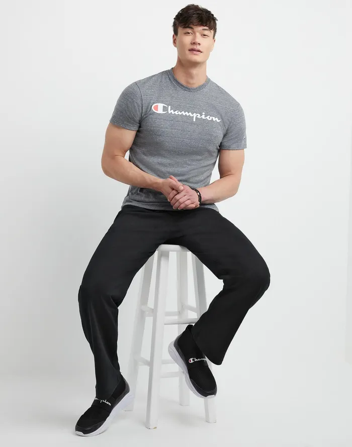 Lightweight Lounge Pants OpenHem C Logo 325034 Black Men Champion Pants and Joggers