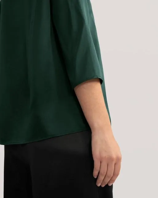 Lilysilk 34 Sleeve Boat Neck Silk Blouse Women Tops