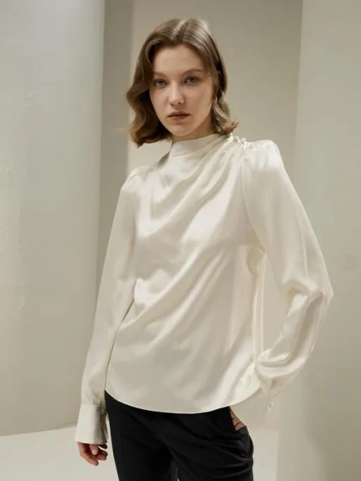 Lilysilk Asymmetrical Silk Blouse With Puff Sleeves Women Blouses Shirts