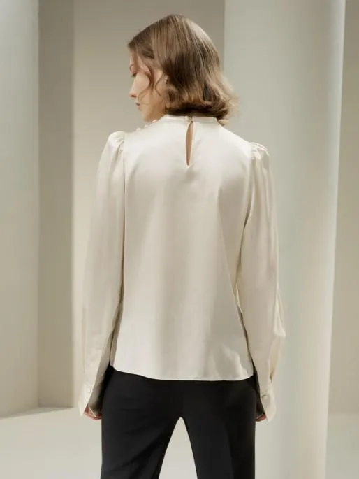 Lilysilk Asymmetrical Silk Blouse With Puff Sleeves Women Blouses Shirts