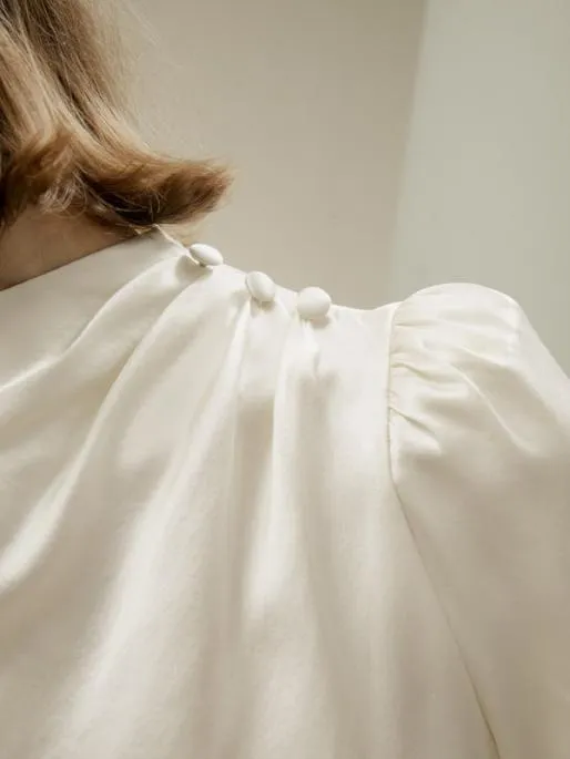Lilysilk Asymmetrical Silk Blouse With Puff Sleeves Women Blouses Shirts