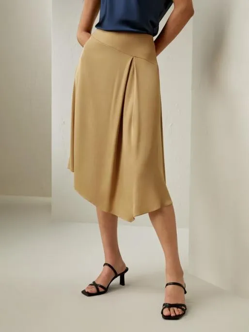 Lilysilk Asymmetrical Silk Skirt In Taffy Women Bottoms