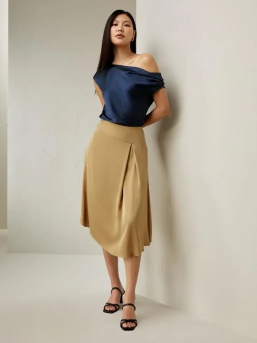 Lilysilk Asymmetrical Silk Skirt In Taffy Women Bottoms