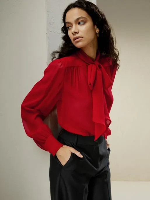 Lilysilk Bow Tie Silk Jasmine Blouse Women Blouses Shirts