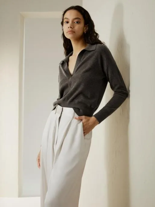 Lilysilk Cashmere Polo Shirt Women Knitwear