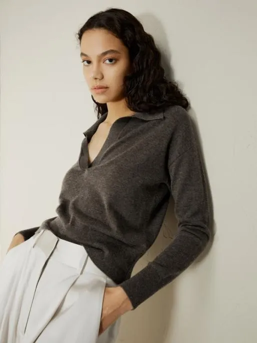 Lilysilk Cashmere Polo Shirt Women Knitwear