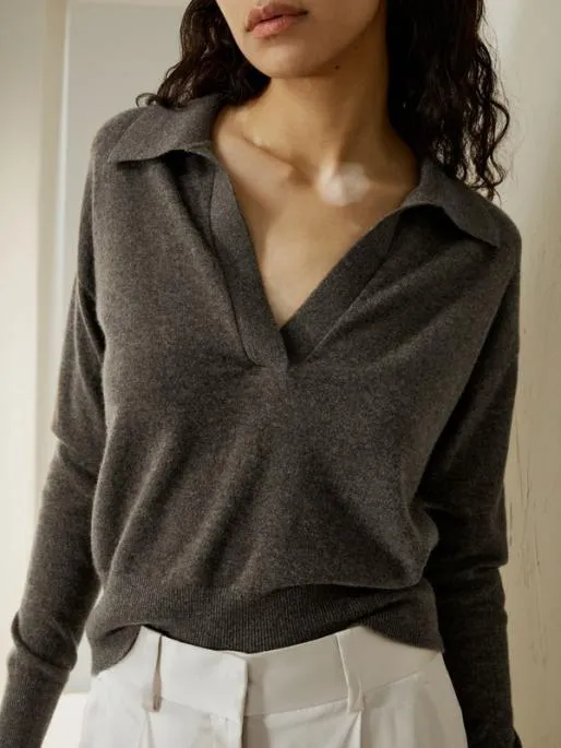 Lilysilk Cashmere Polo Shirt Women Knitwear