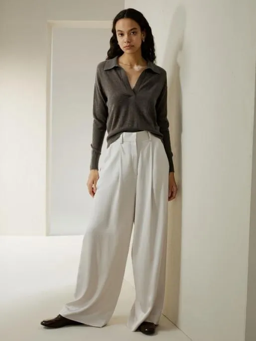 Lilysilk Cashmere Polo Shirt Women Knitwear