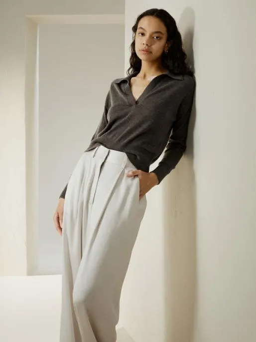 Lilysilk Cashmere Polo Shirt Women Knitwear