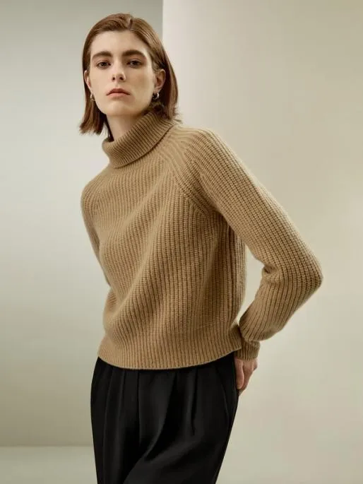 Lilysilk Cashmere Textured Turtleneck Sweater Women Knitwear