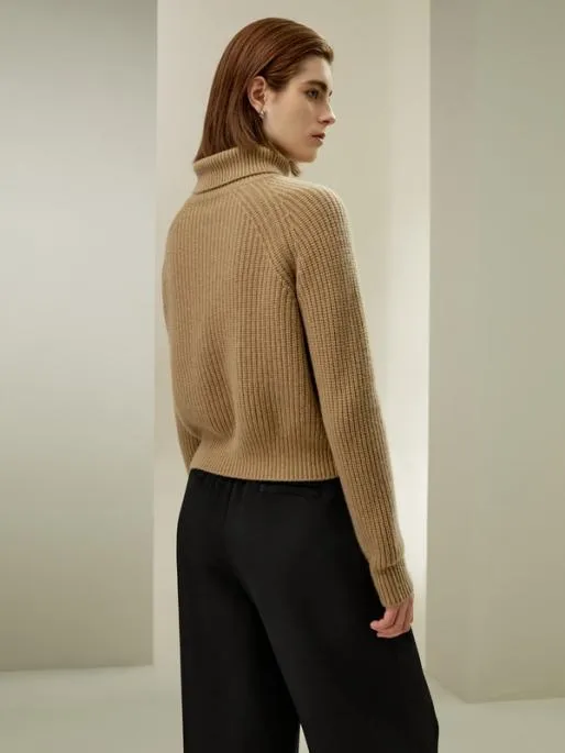 Lilysilk Cashmere Textured Turtleneck Sweater Women Knitwear