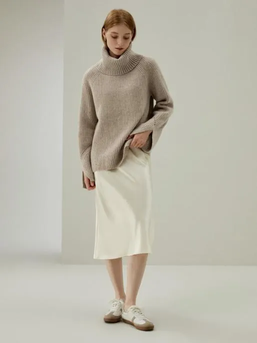 Lilysilk Chic And Elegant Minimalist Aesthetic Silk Poppy Skirt With Side Slit Women Bottoms