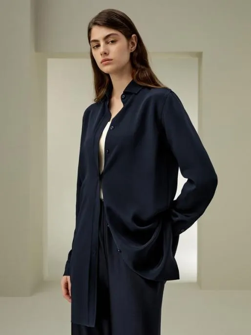 Lilysilk Classic Longline Silk Shirt Women Blouses Shirts