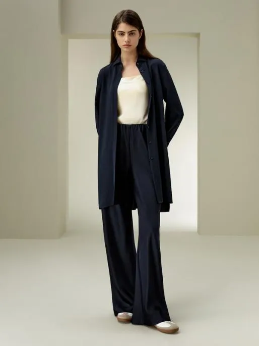 Lilysilk Classic Longline Silk Shirt Women Blouses Shirts